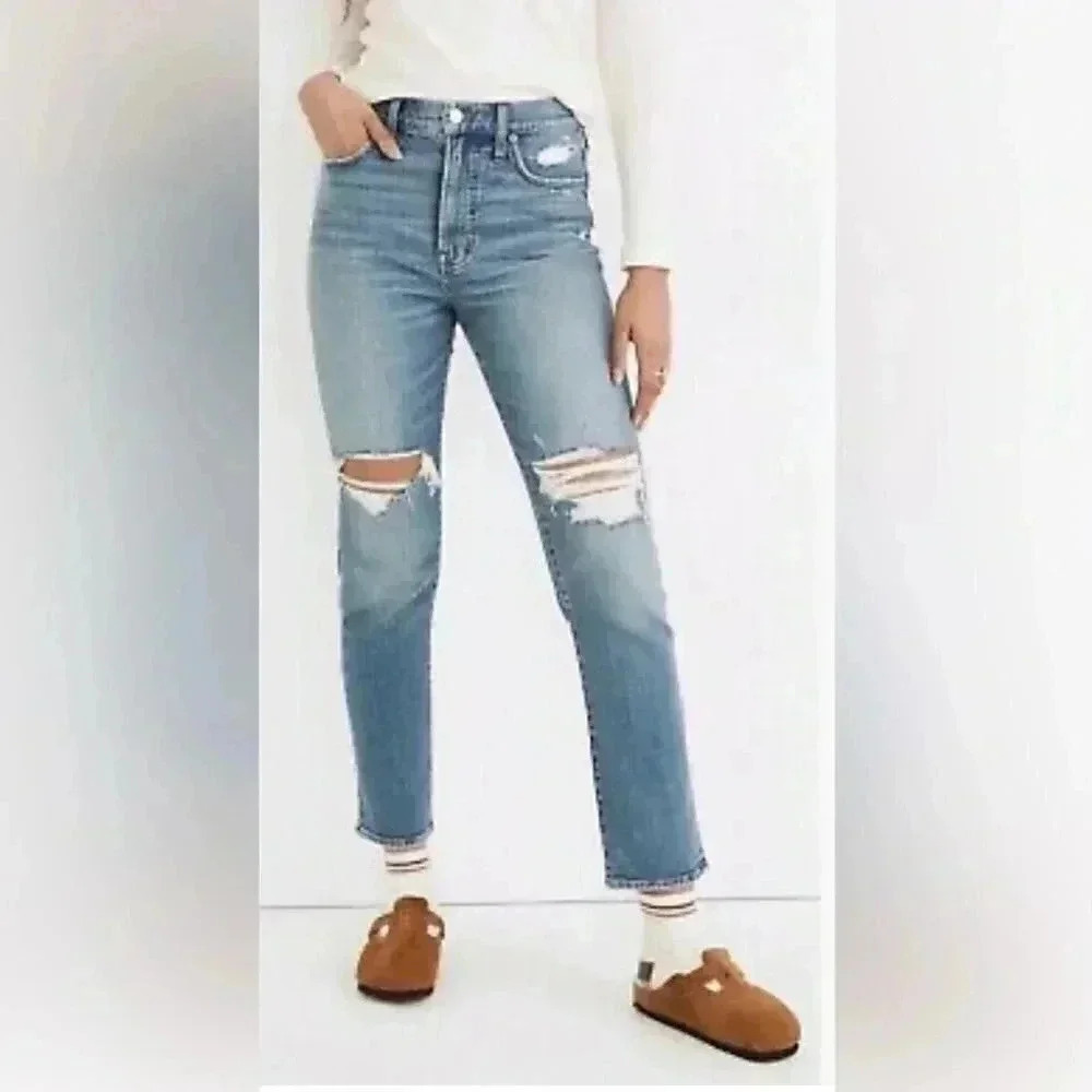 Madewell “the perfect vintage jean” high rise distressed slim fit denim jean 24